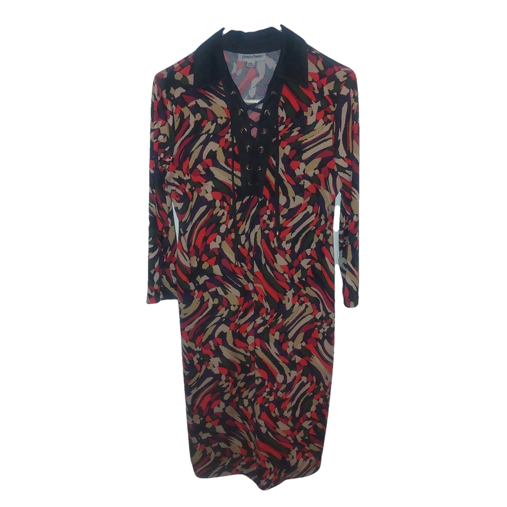 Shelby and Palmer Multicolor Lace Up Dress